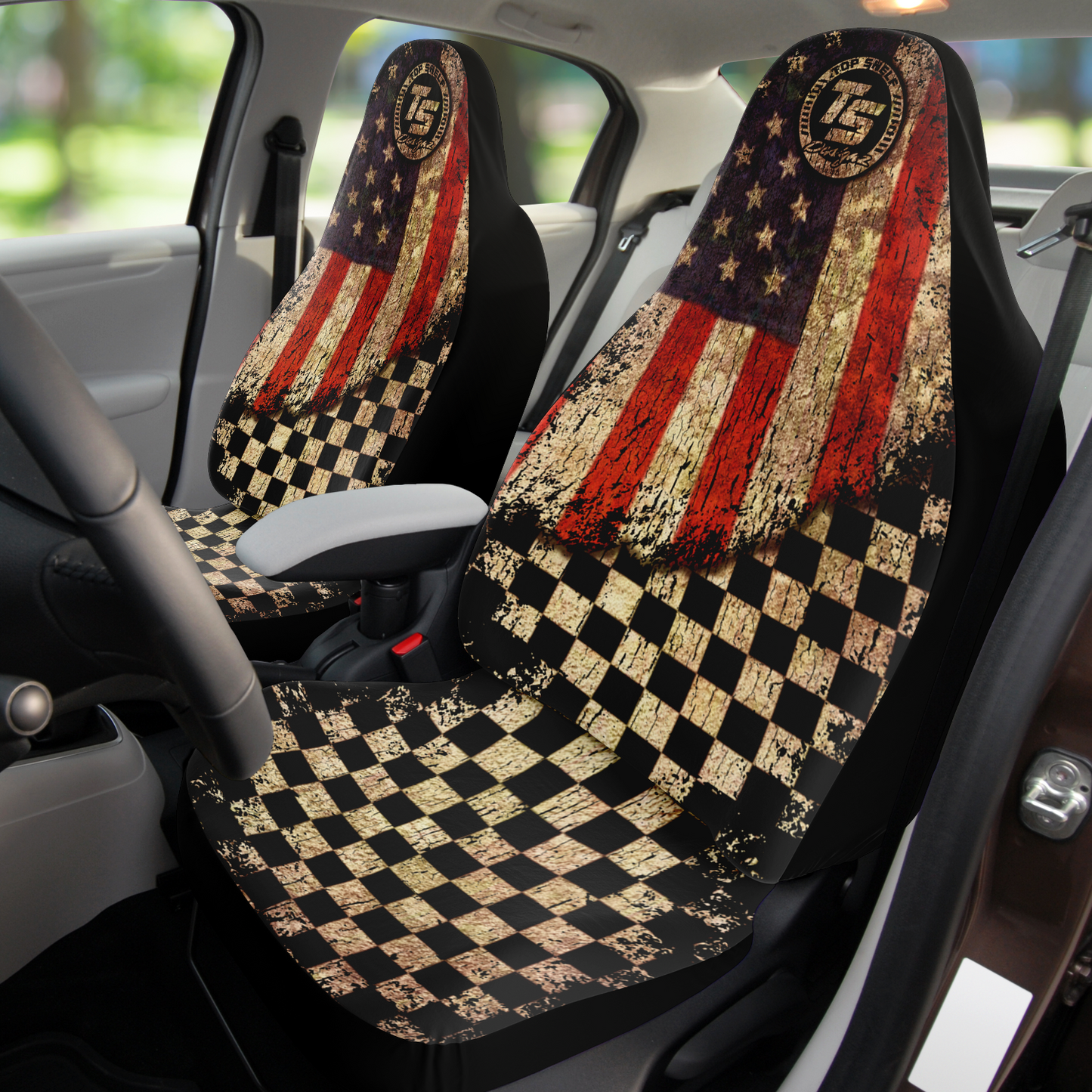 American flag shop seat covers